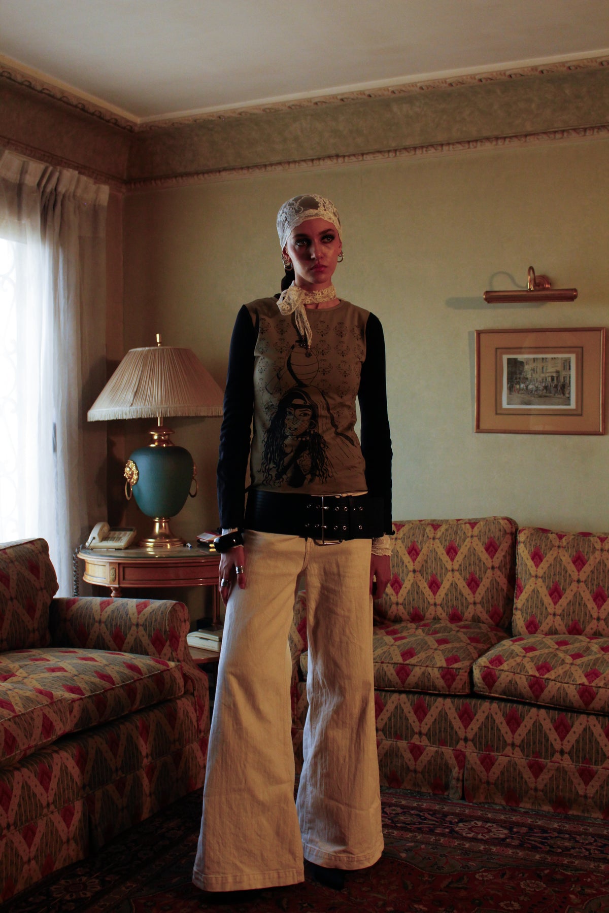 HENNET SAMARAH MESH SLEEVED TOP